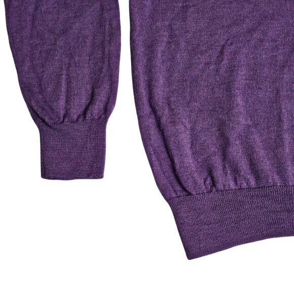 Peter Millar Sweater Mens Large Purple 1/4 Zip Pullover Merino Wool Blend - Picture 3 of 6